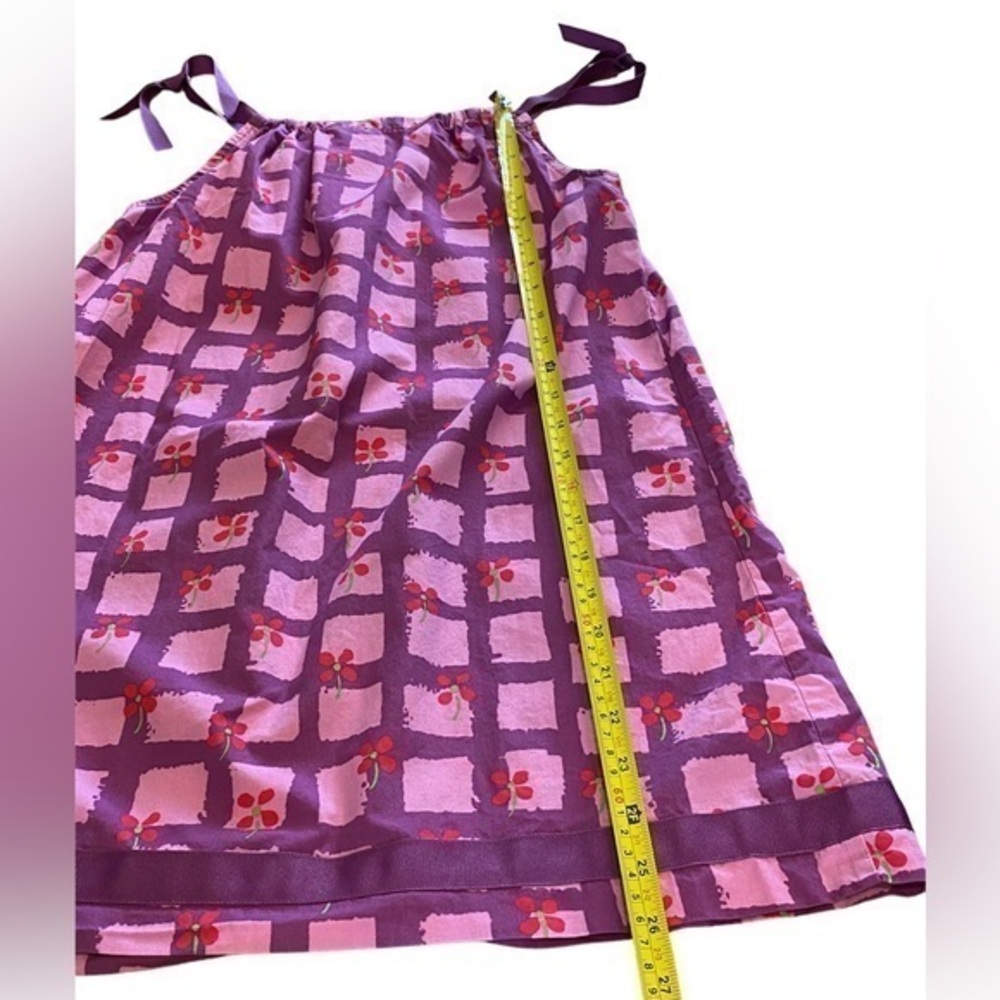 Hanna Andersson Size 8 Purple Ribbon Dress 130cm Sundress Summer Floral - Picture 3 of 4